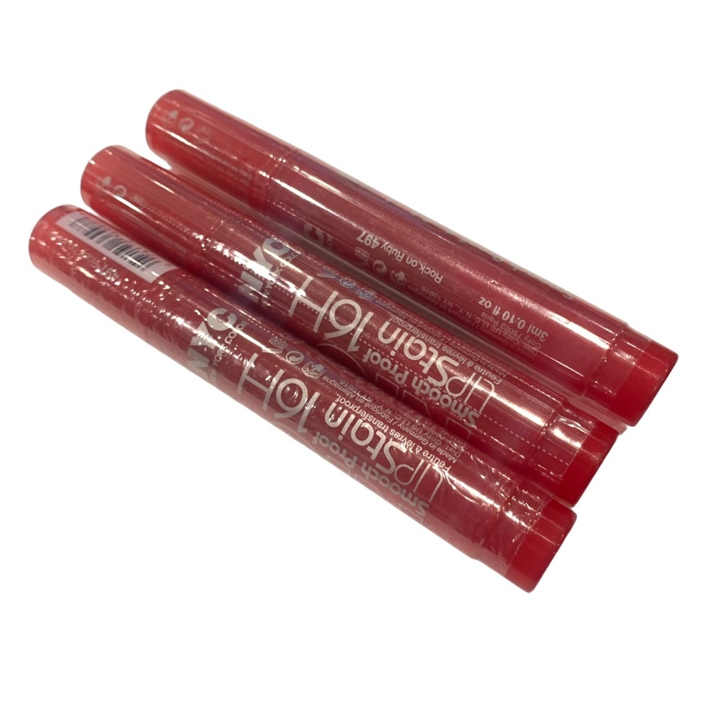 3 PACK “Rock on Ruby” 497 Smooch Proof NYC 16h lip stain SEALED Red Discontinued